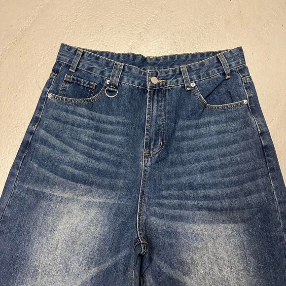 BLUE WIDE LEG BAGGY DENIM WAIST 34 FLAT - Picture 3 of 8